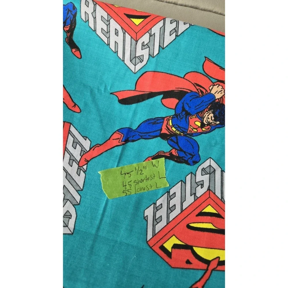 Vintage 1996 Superman DC Comics Fabric Remnant Man Of Steel Craft Quilt 45x55